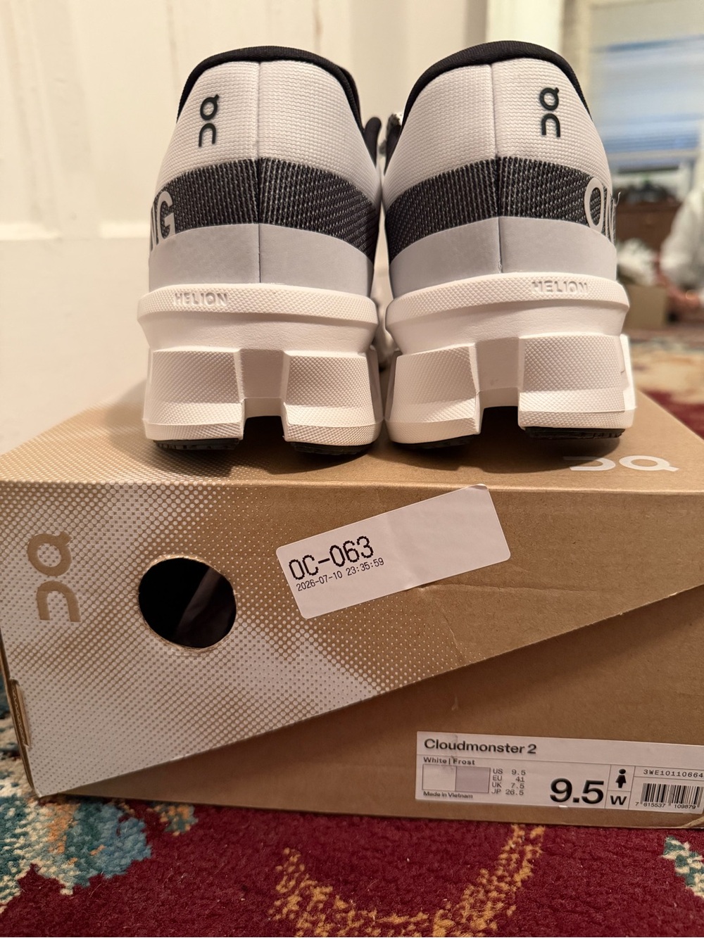 On Running women’s Cloudmonster 2 Running Shoe - White/Frost - Picture 7 of 7